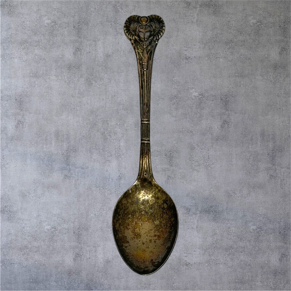 HTF Vintage Everts Spoon‎ Egyptian Revival Scarab Silverplate Souvenir